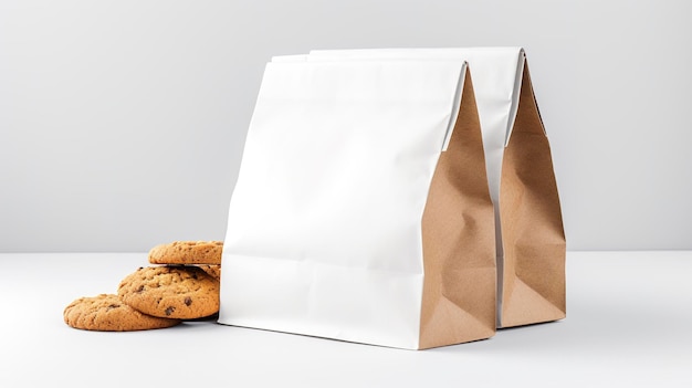 Mockup di una borsa di carta Kraft per biscotti