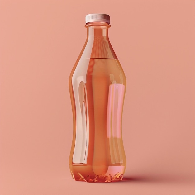 Mockup di una bottiglia di plastica su uno sfondo solido e luminoso