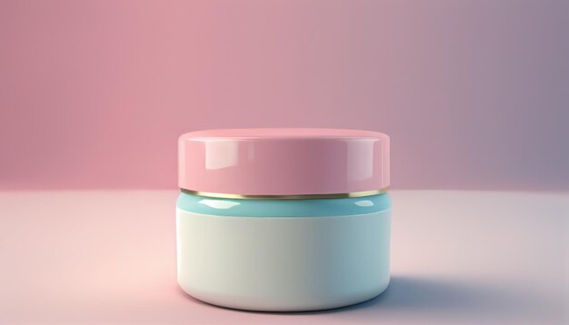 Mockup di vasetto di crema Contenitore per cosmetici su sfondo rosa minimalista AI generativo