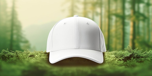 Mockup di White Cap su uno sfondo naturale IA generativa