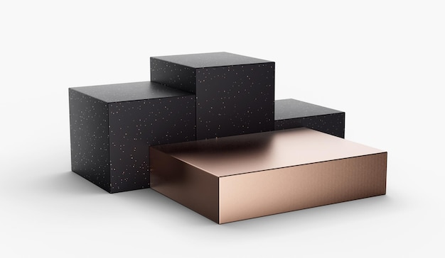 Mockup geometrico 3d di lusso con illustrazione 3d della fase dei podi in oro rosa e nero