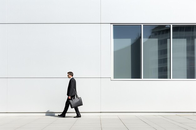 Mockup maschio con una borsa di tela nera in piedi davanti a Buildi