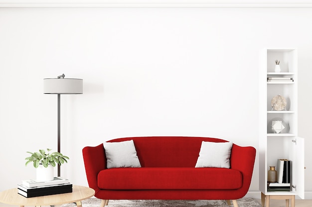 Mockup muro bianco e divano rosso