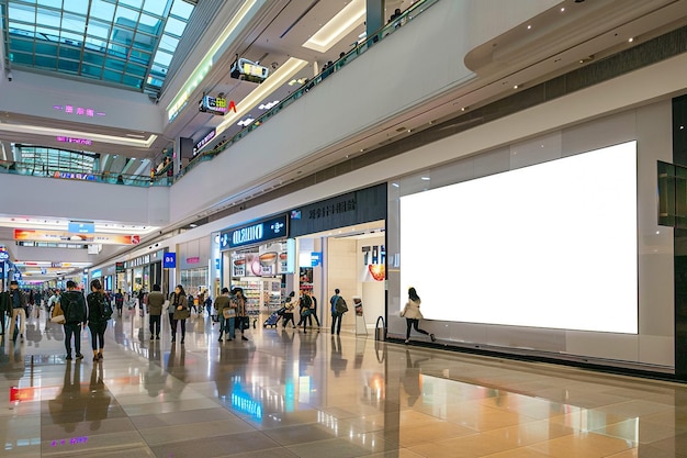 Mockup of a blank store front billboard in a shopping mall