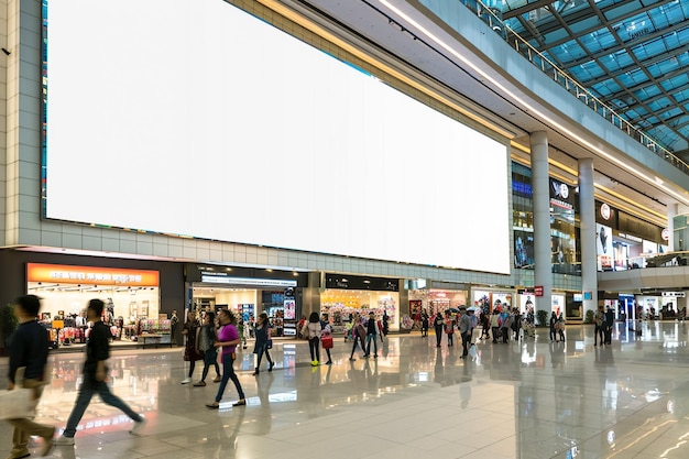 Mockup of a blank store front billboard in a shopping mall