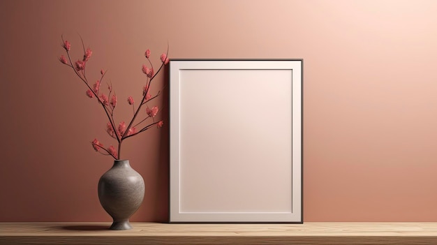 Mockup poster frame close up con frame bianco vuoto3d render elegante atmosferico