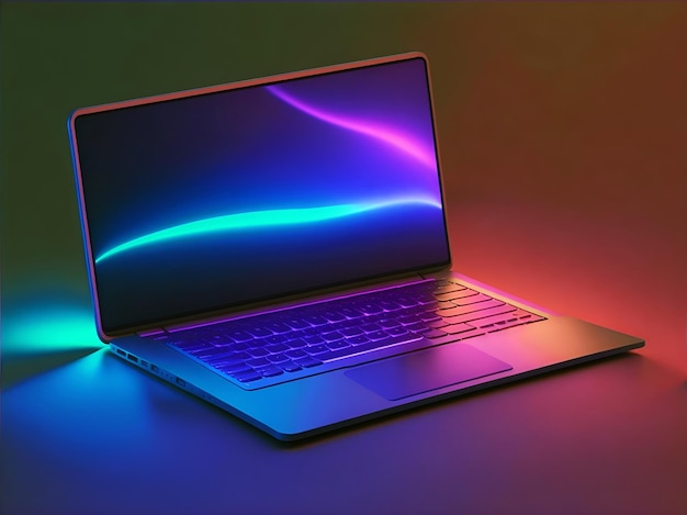 Mockup psd per laptop con luce a led sfumata