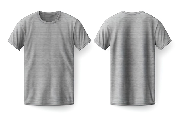Mockup realistico di tshirt maschile grigio impostato dalla vista anteriore e posteriore