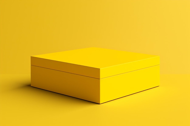 Mockup scatola gialla su sfondo giallo IA generativa