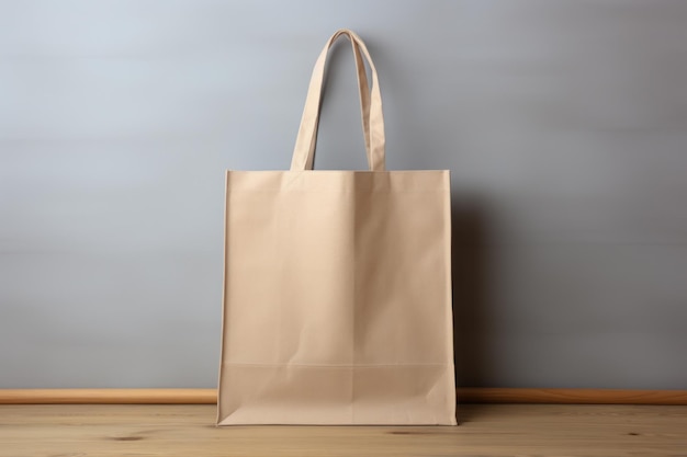 Mockup shopper borsa tote bag su sfondo grigio isolato IA generativa