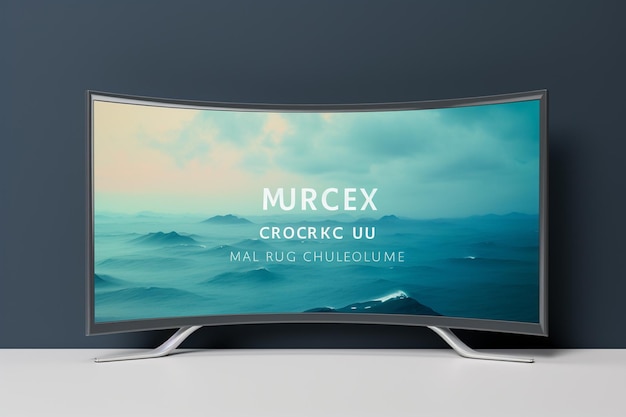 Mockup TV curvo sul tavolo