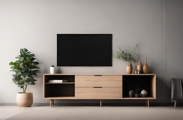 Mockup TV in legno minimalista per l'interior design