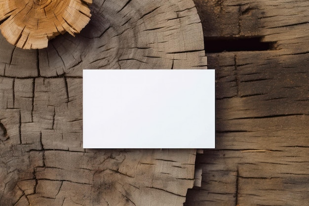 Mockup vuoto di carta bianca vuota su tavola di legno ai generativa
