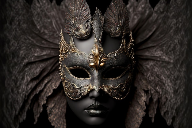 Moda viso travestimento bella maschera di carnevale nera costume di mistero di carnevale di lusso