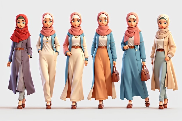 Modella di moda Hijab Donne musulmane moderne in abiti eleganti