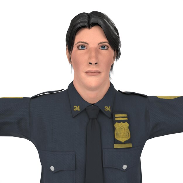 Modellazione 3d del ragazzo della polizia