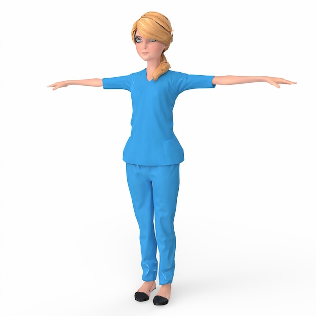 Modellazione 3d della ragazza dell'infermiera