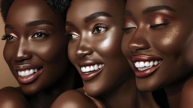 Modelle afroamericane sorridenti che irradiano felicità