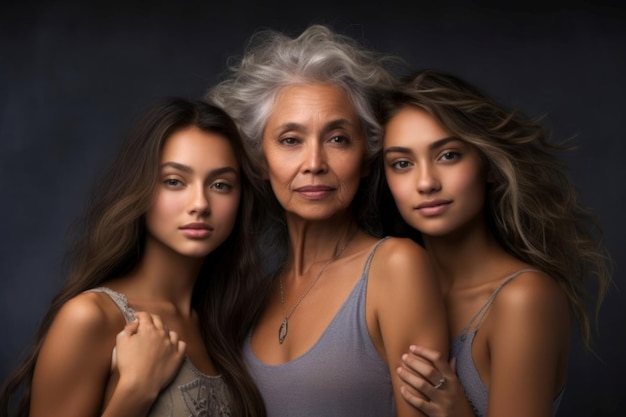 Modelle femminili di tutte le età naturali Tre diverse Generate Ai