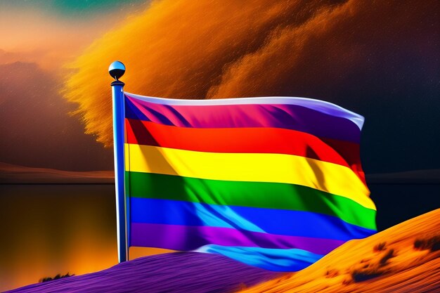 Modelli di copertina LGBT Pride Month con forme arcobaleno Banner a nastro ondulato con bandiera dell'orgoglio LGBT