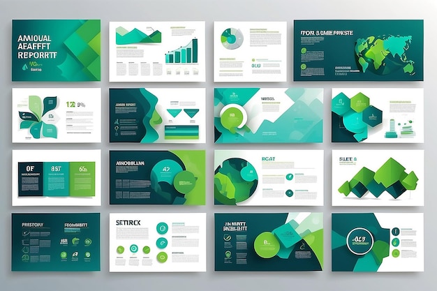 Modelli di diapositive di presentazione dell'abstract blu e verde