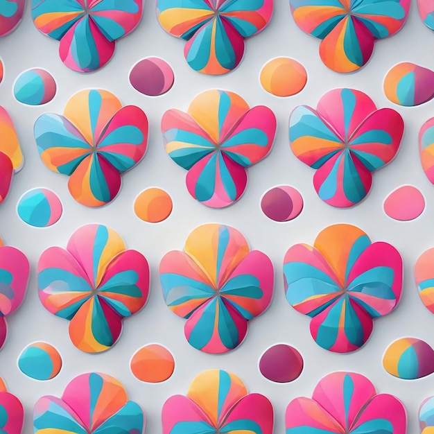 Modelli di fette rotonde a farfalla tema colorato sfondo di design ripetitivo