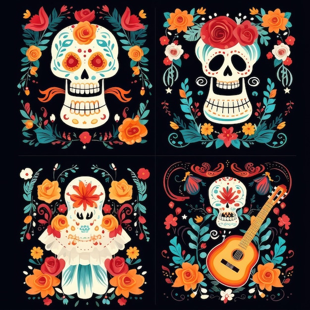 Modelli di social media Dia de Los Muertos Day of Dead