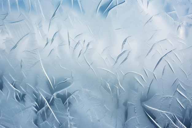 Modelli ghiacciati cristallini sui vetri delle finestre invernali