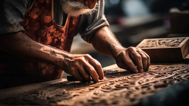 Modelli intricati Arte tessile della stampante a blocchi indiana