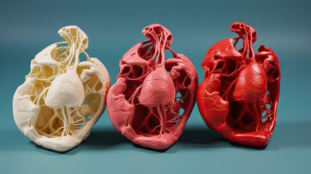 Modelli medici stampati in 3D per lo sfondo in tinta unita dell'istruzione