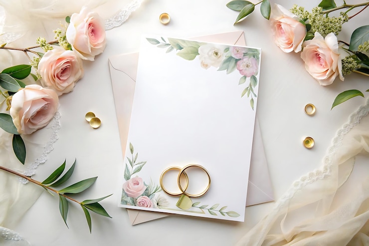 Foto modelli personalizzabili di biglietti d'invito di matrimonio per coppie stock photography
