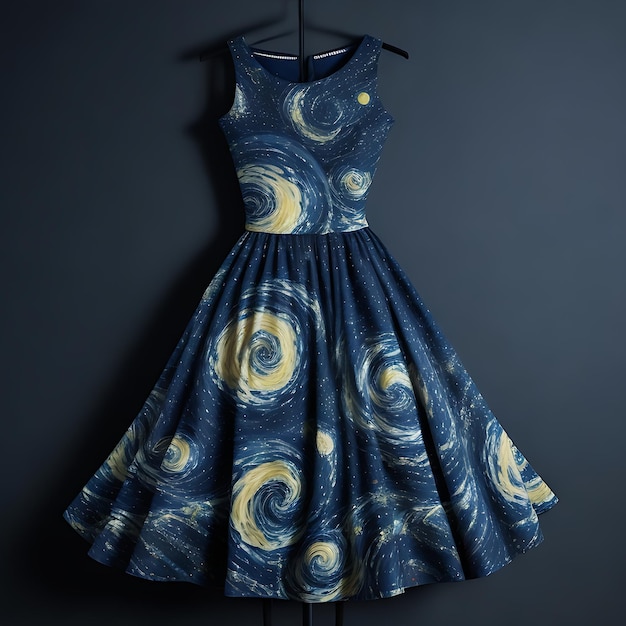 Modelli vorticosi del vestito ispirato alla notte stellata