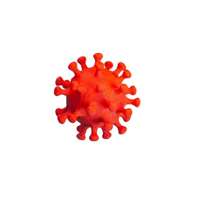 Modello 3d della molecola del virus COVID-19 isolata su sfondo bianco