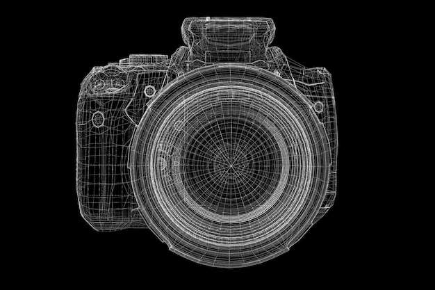 Modello 3D della struttura del corpo del modello 3D della fotocamera digitale nera