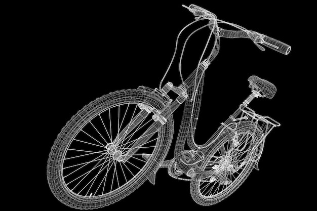 Modello 3D di mountain bike, struttura del corpo, modello di filo