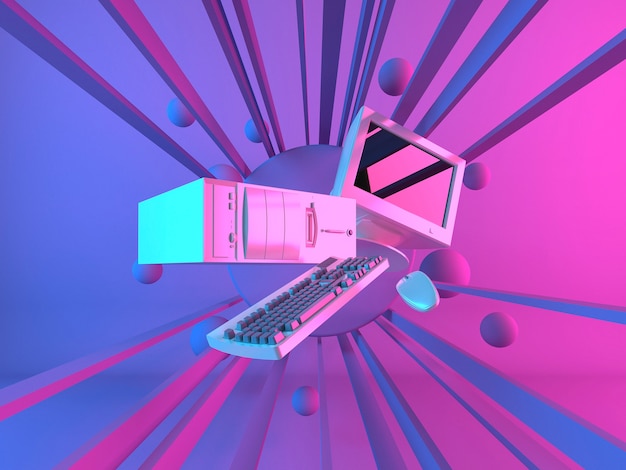 Modello 3D di un computer retro