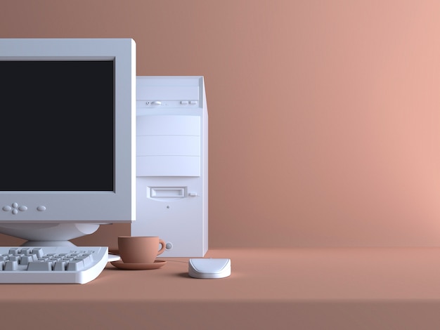 Modello 3D di un computer retro