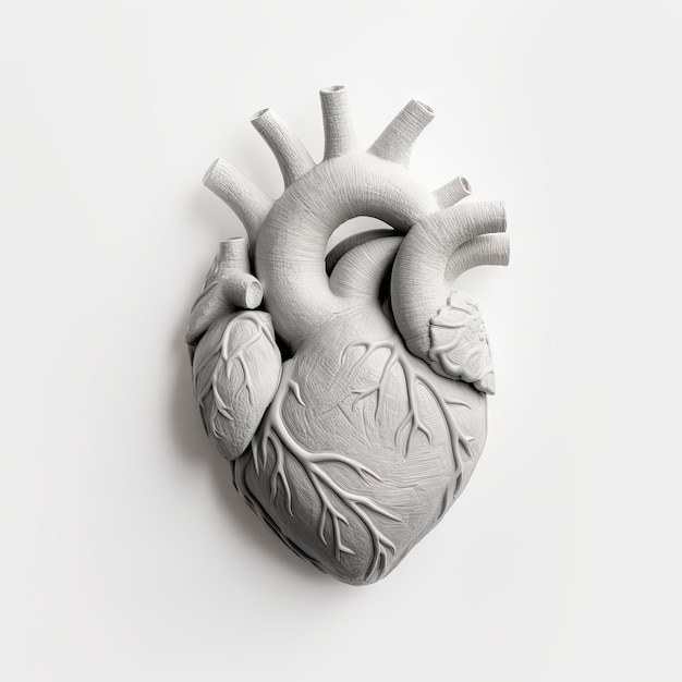 Modello 3D di un cuore umano in stile disegno