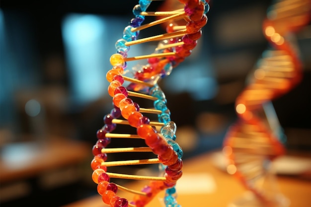 Modello 3D di un filamento di DNA presentato in una lezione di biologia