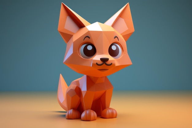 Modello 3d di un gatto arancione con grandi occhi