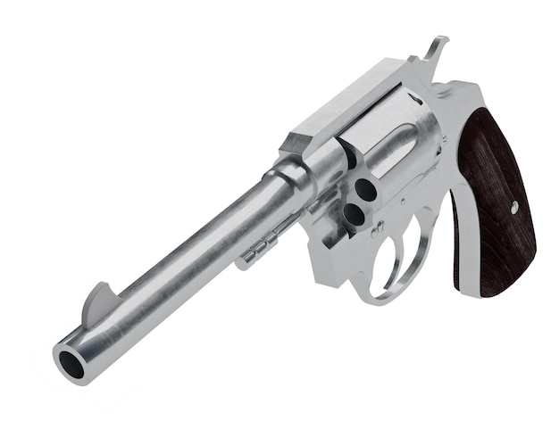 Modello 3d di un revolver isolato su sfondo bianco