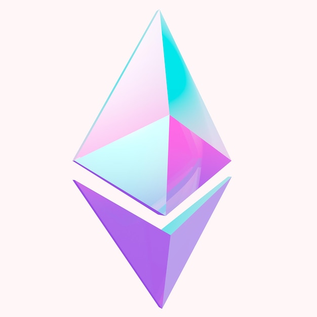 Modello 3D in cristallo con logo Ethereum ETH