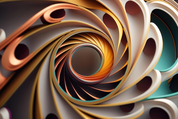 Modello a spirale colorato fatto di più fili primo piano sfondo Generazione AI