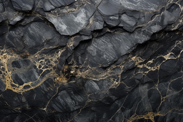 Modello astratto di granito su pietra nera bagnata, carbone realistico, energia verde naturale, Ai generativa
