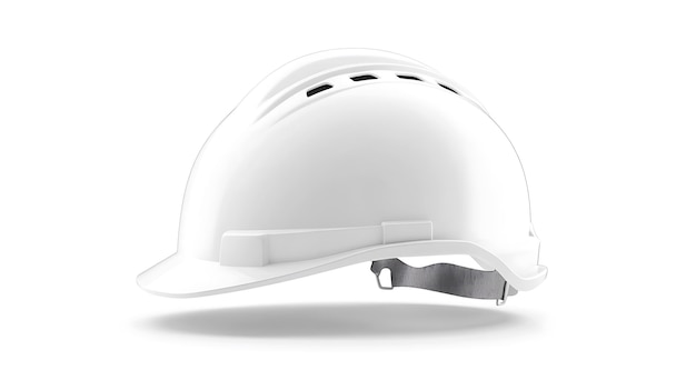 Modello bianco del casco di sicurezza su sfondo bianco
