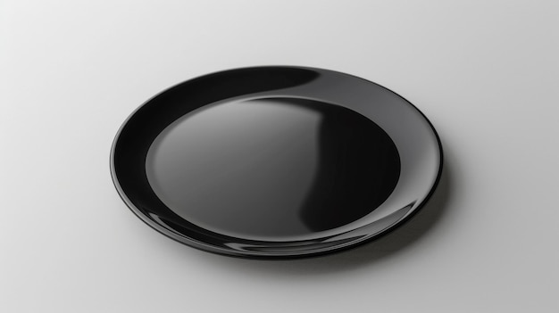 Modello bianco di una piastra nera semplice con finitura lucida