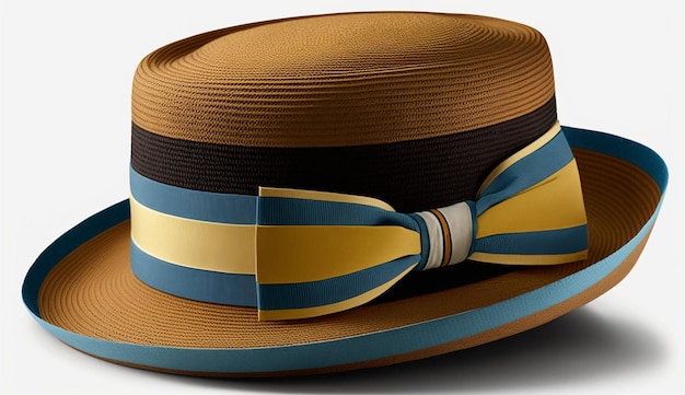 Modello Boater Hat Summer Beach Hat con Flat Top e cafe Generative AI