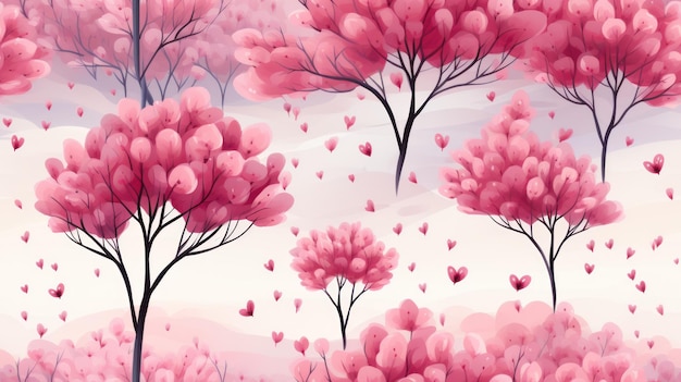 modello con alberi con fiori rosa