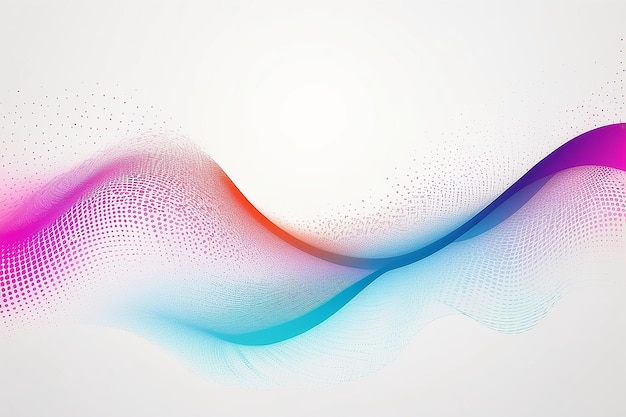 Modello d'onda di particelle di punti in flusso, curva di gradiente a mezza tonalità isolata sul bianco