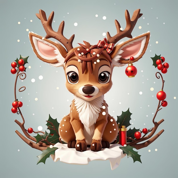 Modello di adesivo Crafting Christmas Magic 3D gratuito con Rudolph renne Generative AI